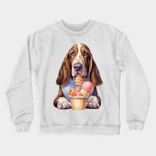 Cute dog basset hound cartoon ice cream gift ideas Crewneck Sweatshirt